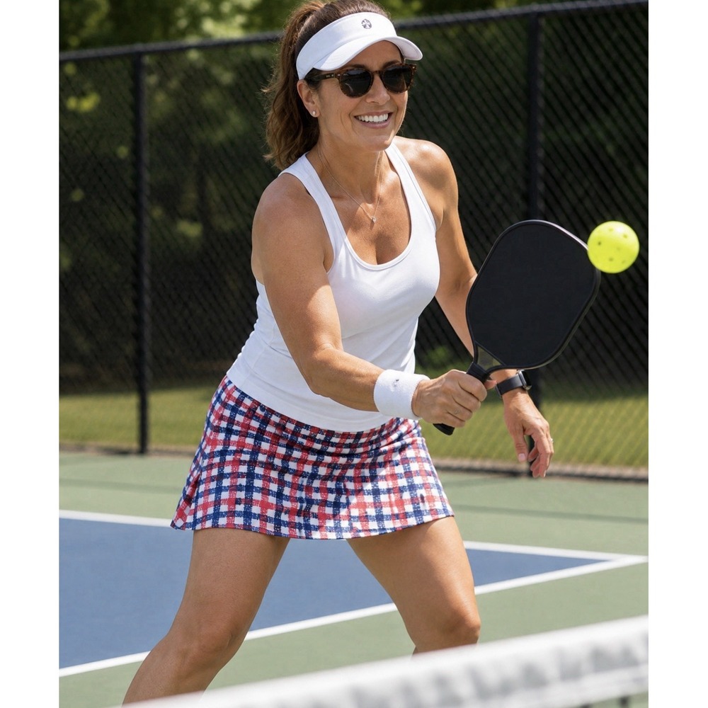 Golf White Blue Red Blue Print Skort Skirt Sz 18 Picklebball